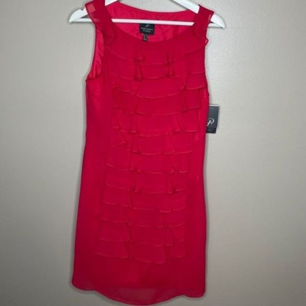 Adrianna Papell Pink Ruffle Sheath Dress
